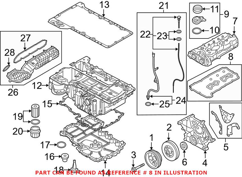 BMW Valve Cover Gasket (Cyl 5-8) 11128636547