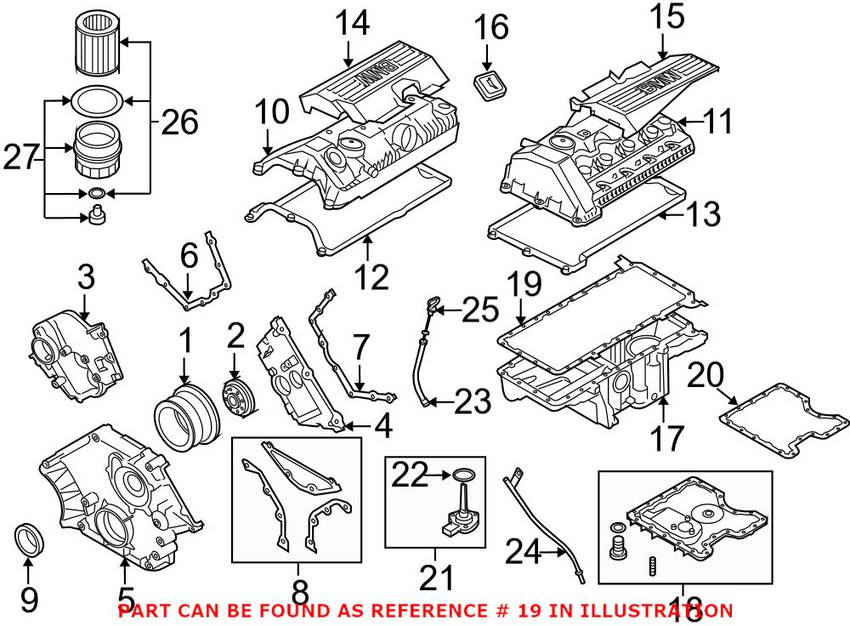 BMW Engine Oil Pan Gasket - Upper 11137545293