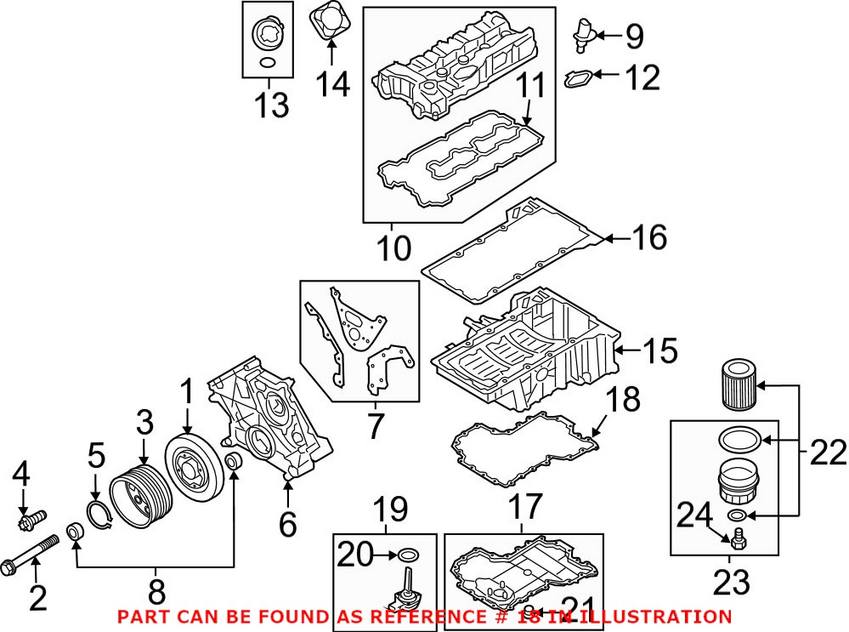 BMW Engine Oil Pan Gasket 11137570706 - Genuine BMW