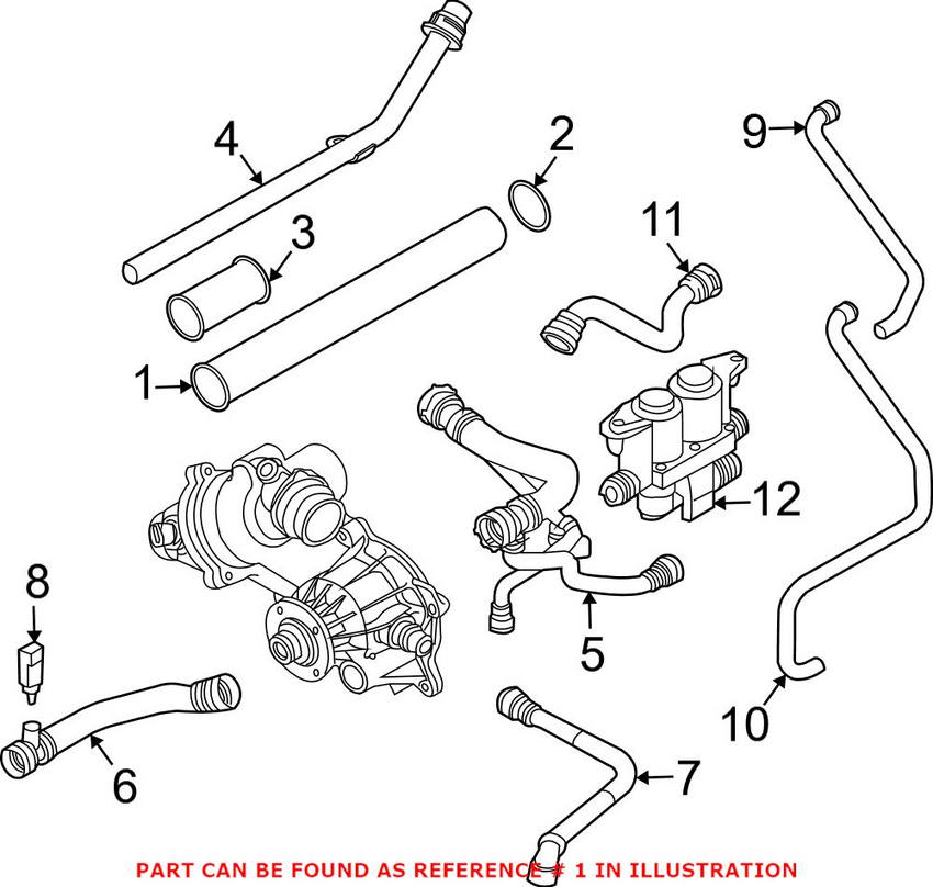 BMW Engine Coolant Transfer Pipe 11141439975