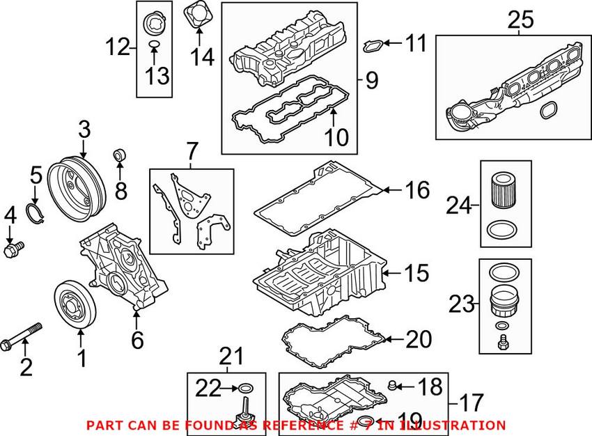 BMW Engine Timing Cover Gasket Set - Lower 11147566411