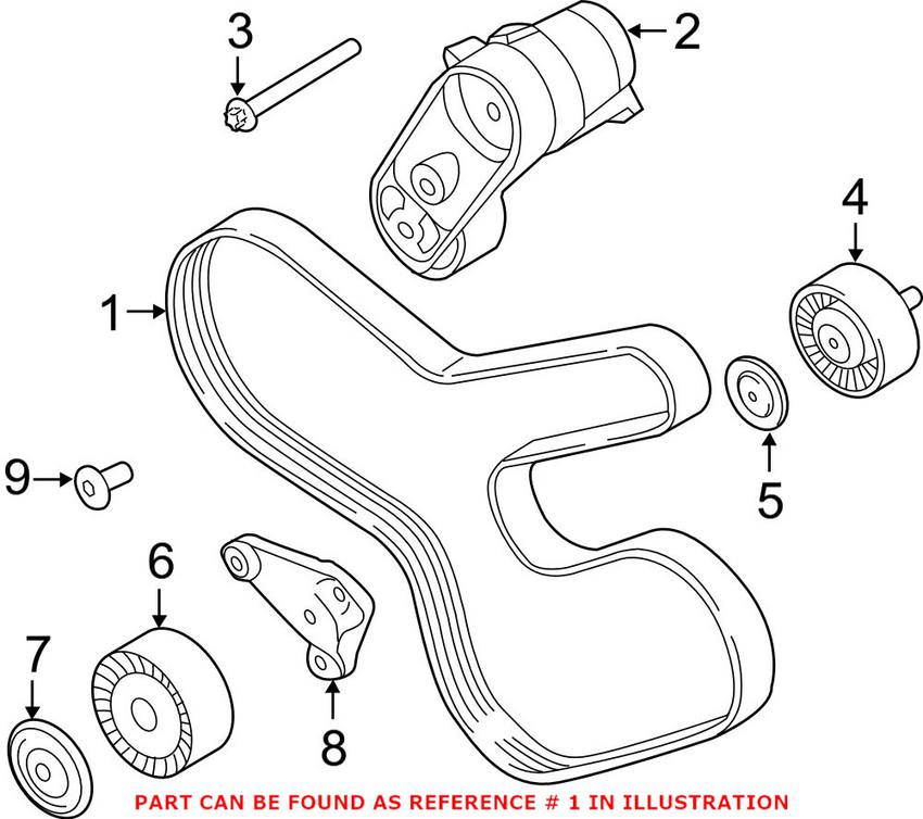 BMW Accessory Drive Belt (8PK 1390) 11287628661 Genuine BMW 11287628661