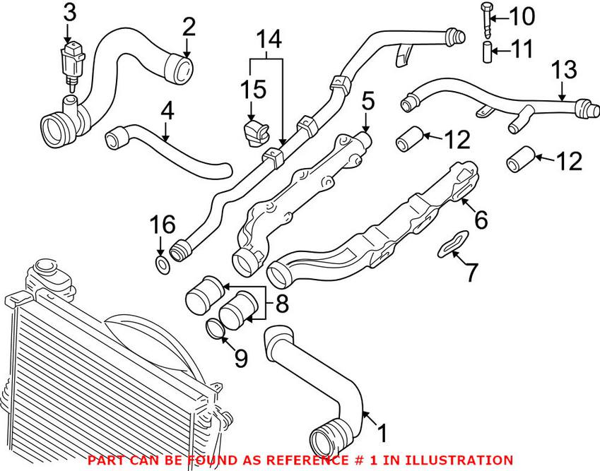 BMW Engine Coolant Hose - Upper 11531406766