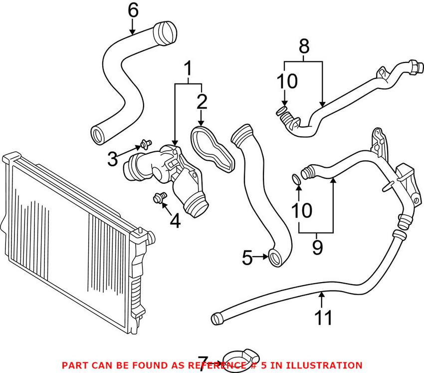 BMW Engine Coolant Hose - Upper 11531716641