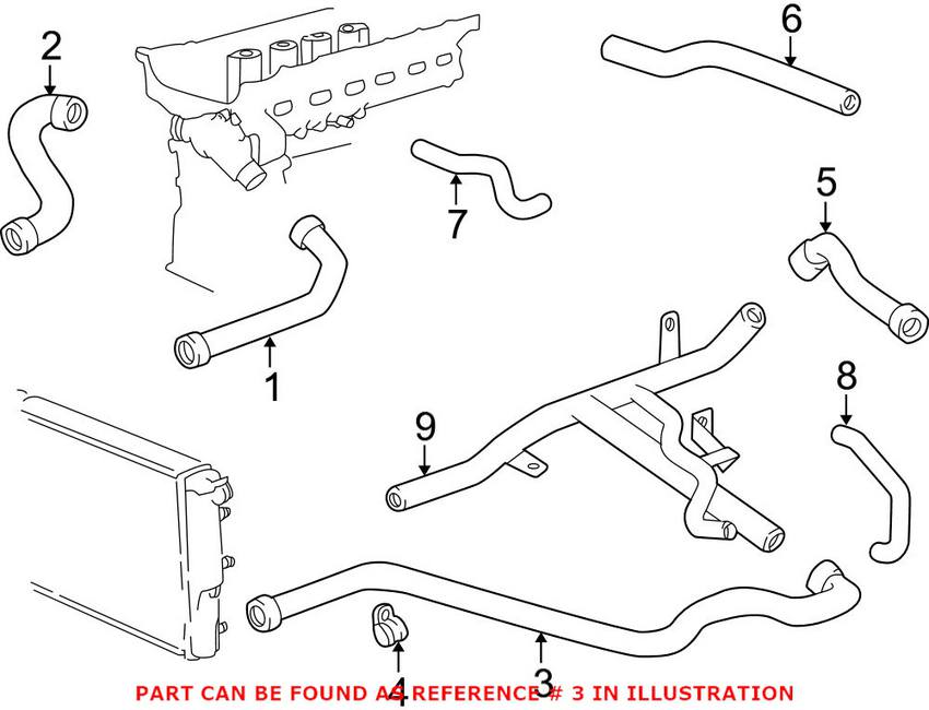 Engine Coolant Hose - Driver Side Lower