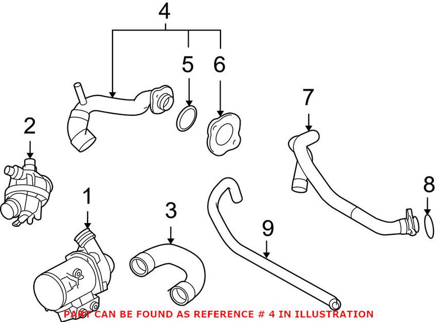 BMW Coolant Inlet Pipe (Passenger Side) 11537516414