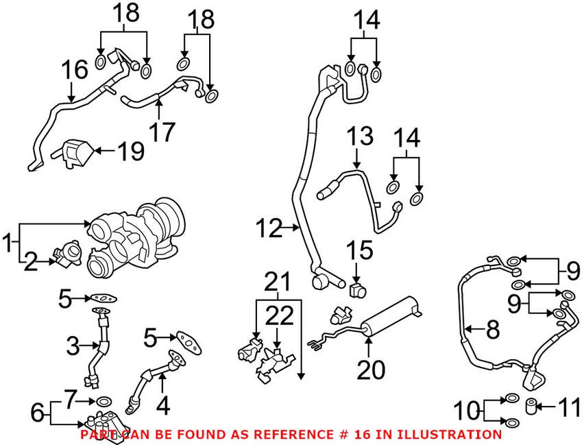 BMW Turbocharger Coolant Hose - Outlet (Cyl 1-4) 11537577014