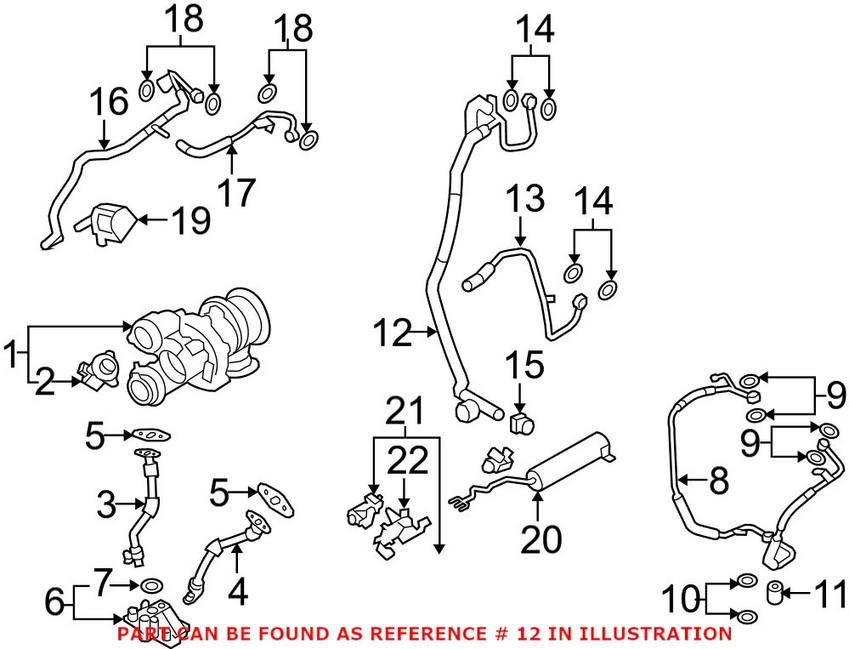 BMW Turbocharger Coolant Hose - Inlet (Cyl 1-4) 11537578687