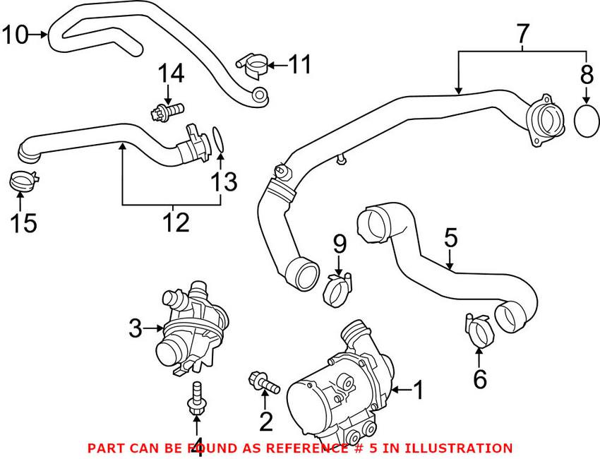 BMW Engine Coolant Hose - Water Pump to Thermostat 11537584543