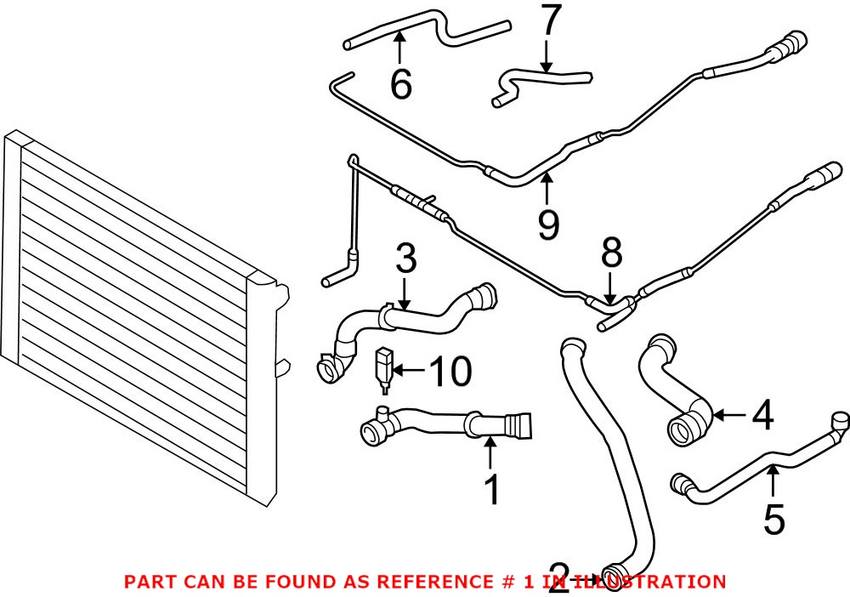 BMW Engine Coolant Hose - Upper (Cyl 1-5) 11537834054