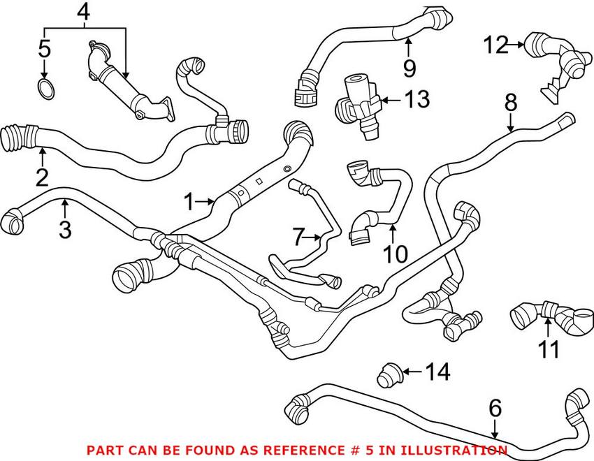 Engine Coolant Bypass Pipe ORing Genuine BMW 11538678045