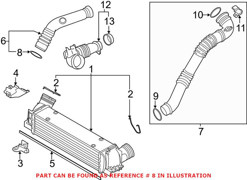 BMW Intercooler Seal - Turbocharger Hose to Intercooler Inlet 11617791470