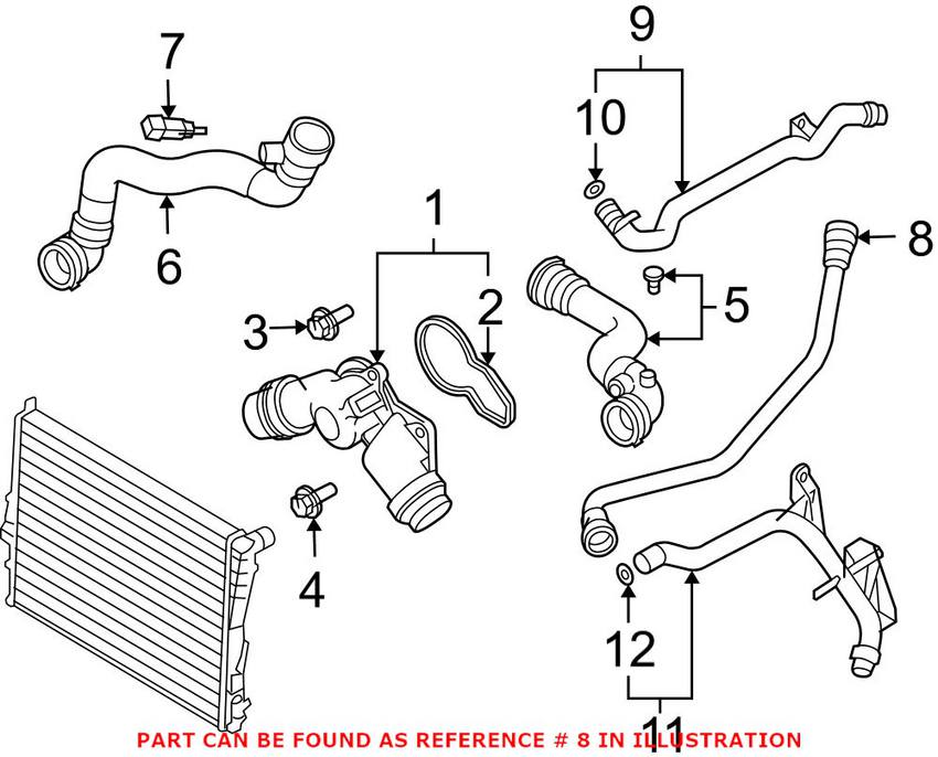 BMW Engine Coolant Hose - Radiator to Coolant Pipe 17127514406