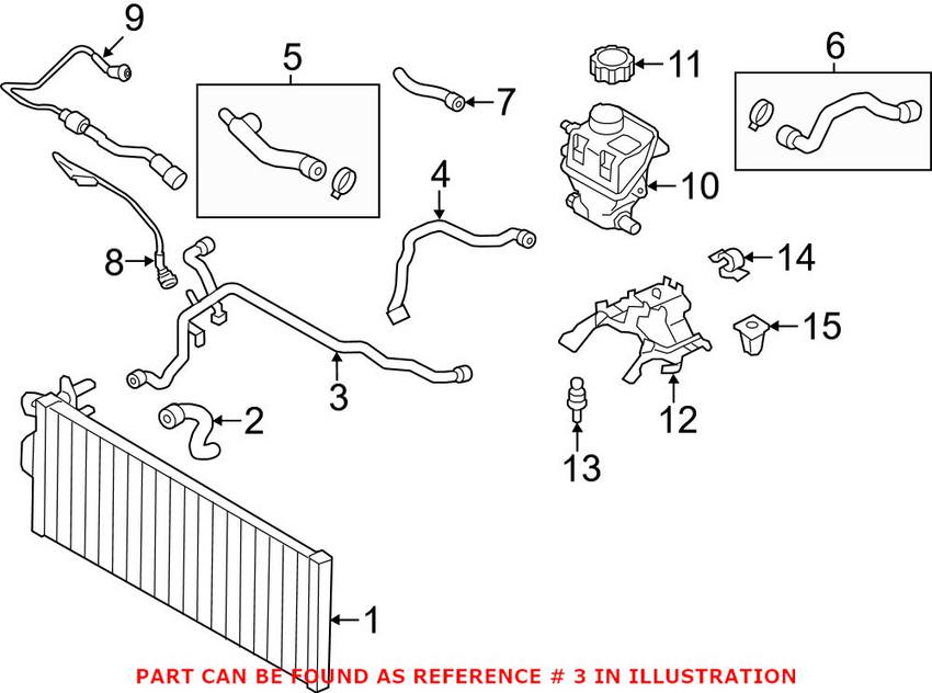 BMW Turbocharger Coolant Hose - Radiator to Intercoolers 17127575431