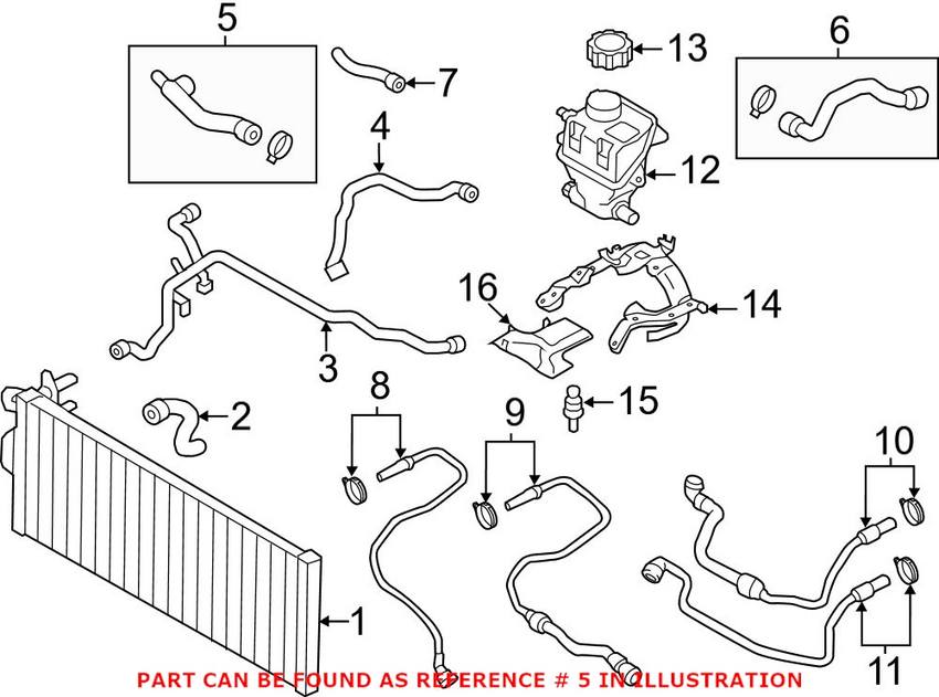 BMW Turbocharger Coolant Expansion Tank Hose 17127575432