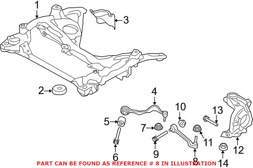 BMW Control Arm - Front Passenger Side Rearward 31122284530