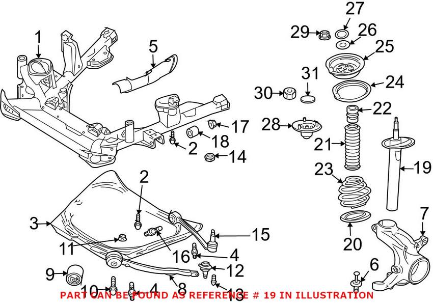 BMW Strut Assembly - Front Driver Side (w/ Standard Suspension) 31313453521