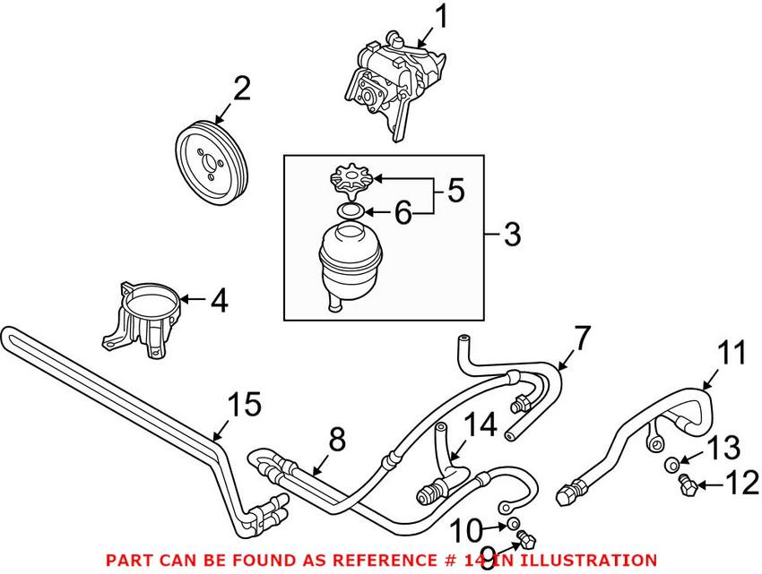 BMW Power Steering Hose - Cooling Coil to Fluid Container 32416796390