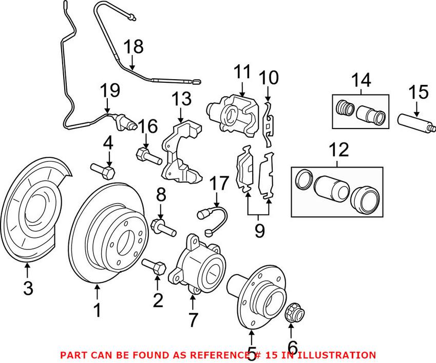 BMW Disc Brake Caliper Guide Pin 34111157041