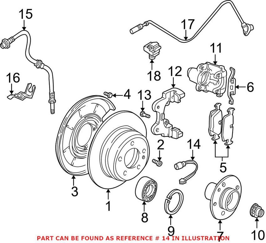 BMW Disc Brake Pad Wear Sensor - Rear 34351164372