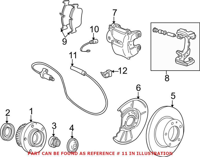 ABS Wheel Speed Sensor - Front Passenger Side (w/DSC)