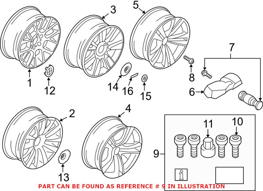 BMW Wheel Lock Bolt Set (M14x1.25) 36136776076