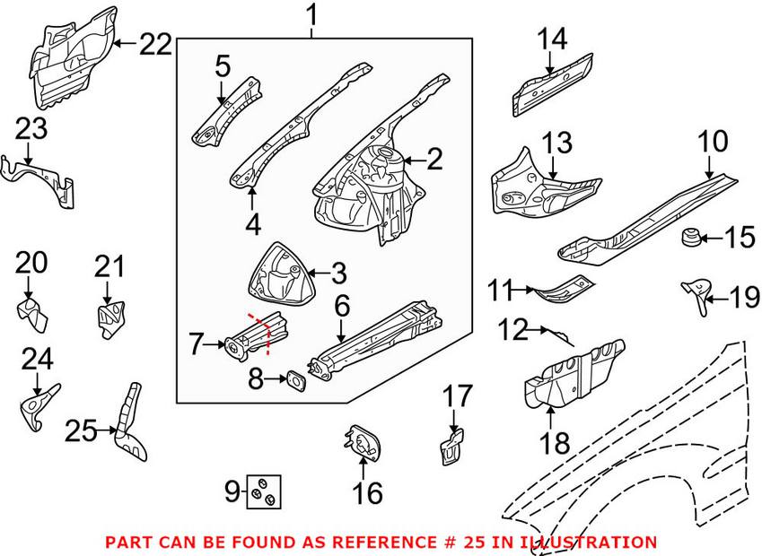 BMW Bumper Bracket - Front Passenger Side 41148209102