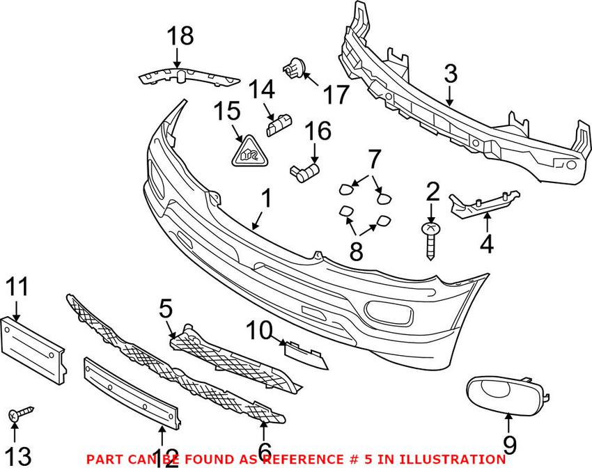 BMW Bumper Cover Grille - Front Driver Side (Black) 51117116397