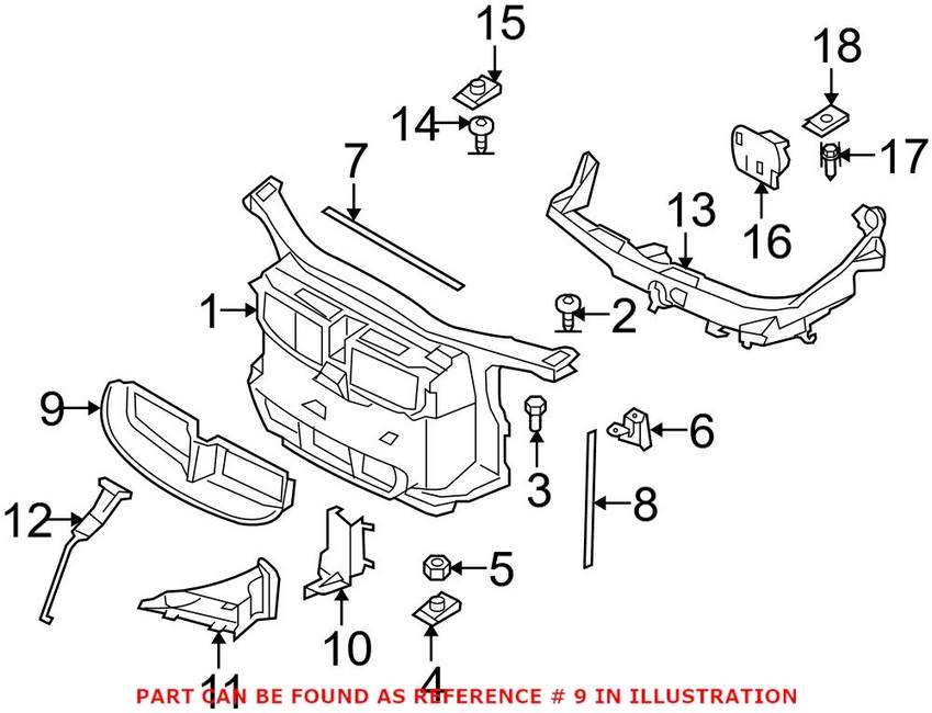 BMW Radiator Air Duct - Front (Top) 51117134099