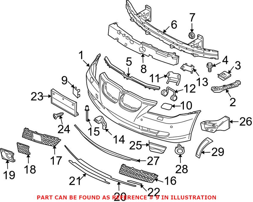 BMW Tow Hook Cover - Front (Un-painted) 51117184708