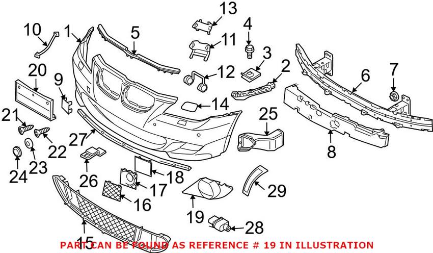 BMW Fog Light Trim = Front Passenger Side 51117896604