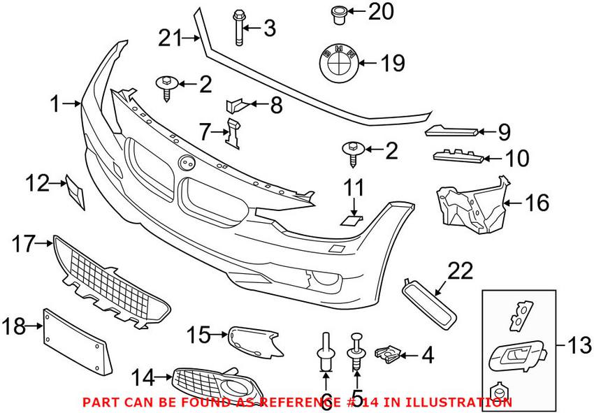 BMW Fog Light Trim = Front Passenger Side 51118056494