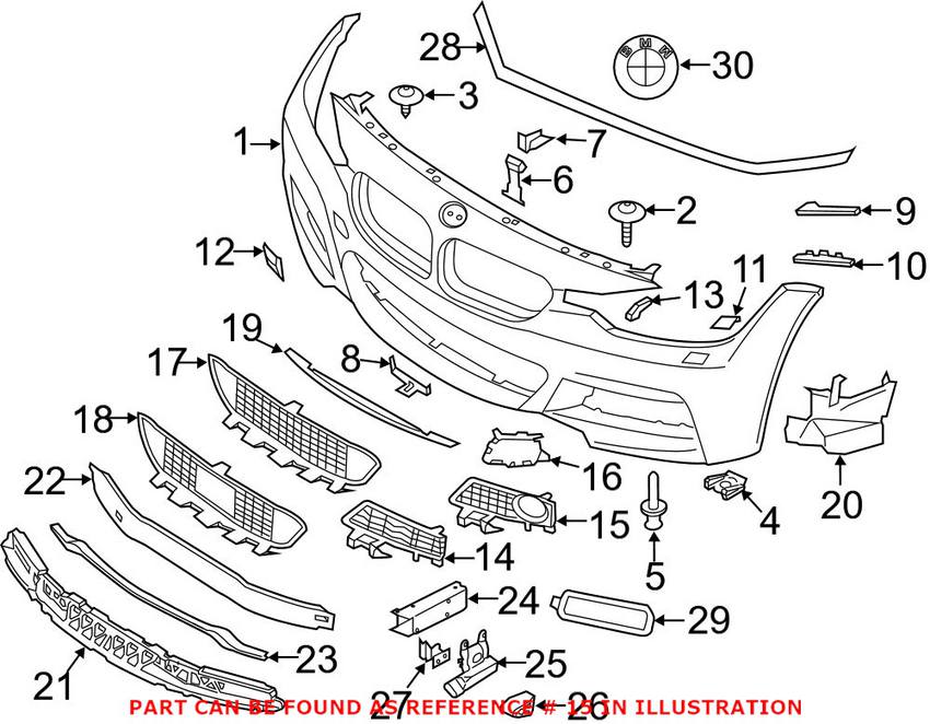 BMW Fog Light Trim = Front Driver Side 51118062631