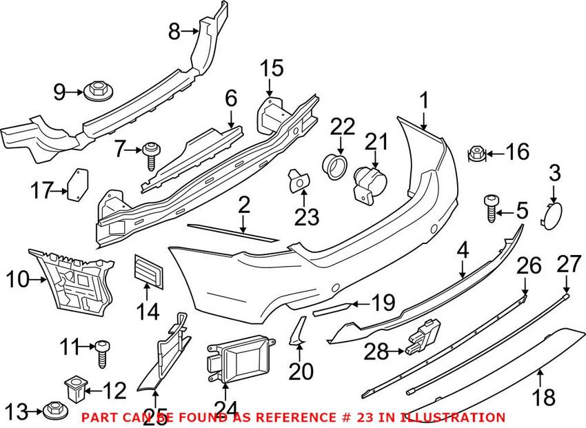 BMW Park Assist Sensor Bracket Set - Rear 51128066309