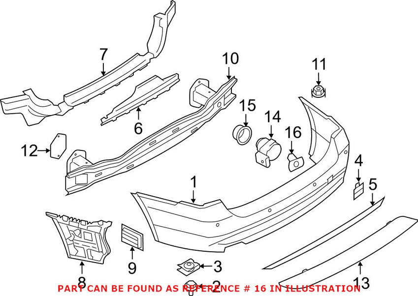 BMW Park Assist Sensor Bracket Set - Rear 51128069815