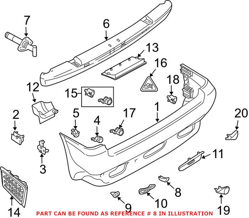 BMW Center PDC Sensor Cover (Rear bumper) 51128268367