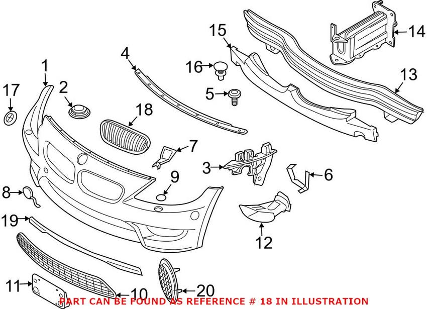 BMW Kidney Grille - Front Driver Side 51137051957