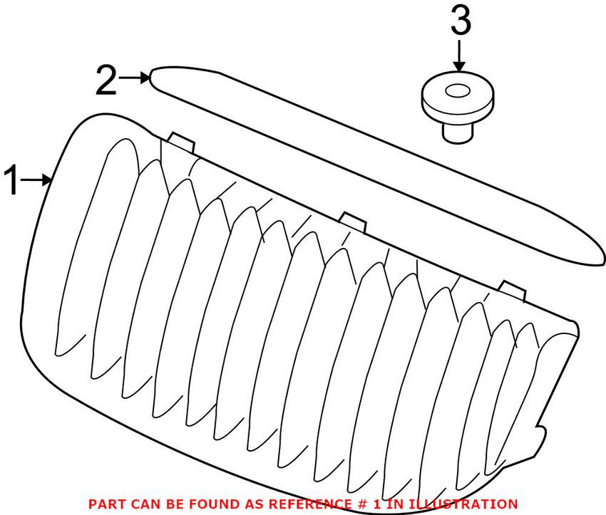 BMW Kidney Grille - Front Passenger Side (Chrome) 51137120010