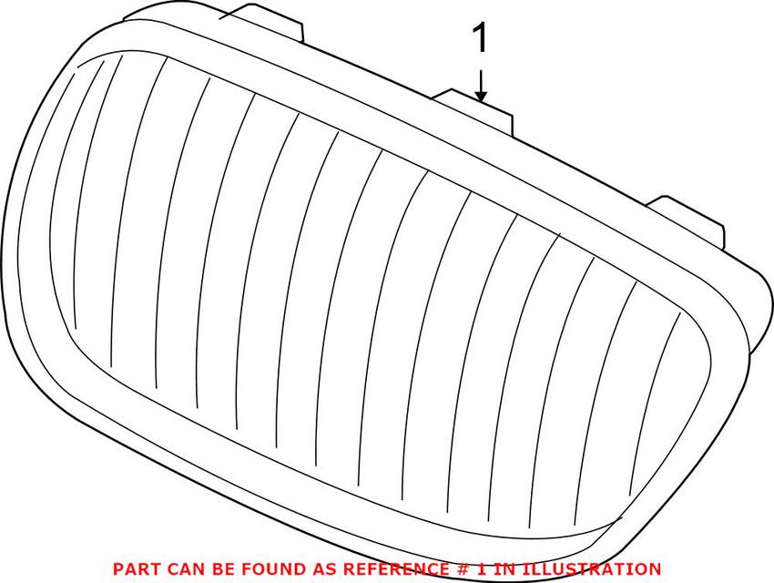 Kidney Grille - Front Passenger Side (Chrome)