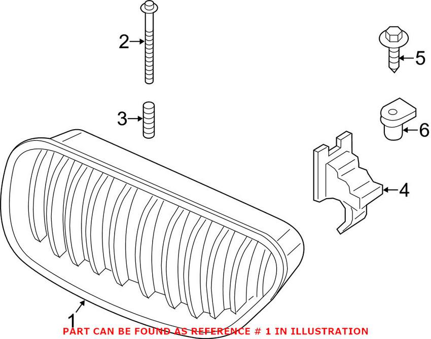 BMW Grille - Front Driver Side (Chrome) 51137211921