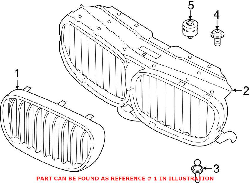 BMW Grille - Front Driver Side Upper 51137390863