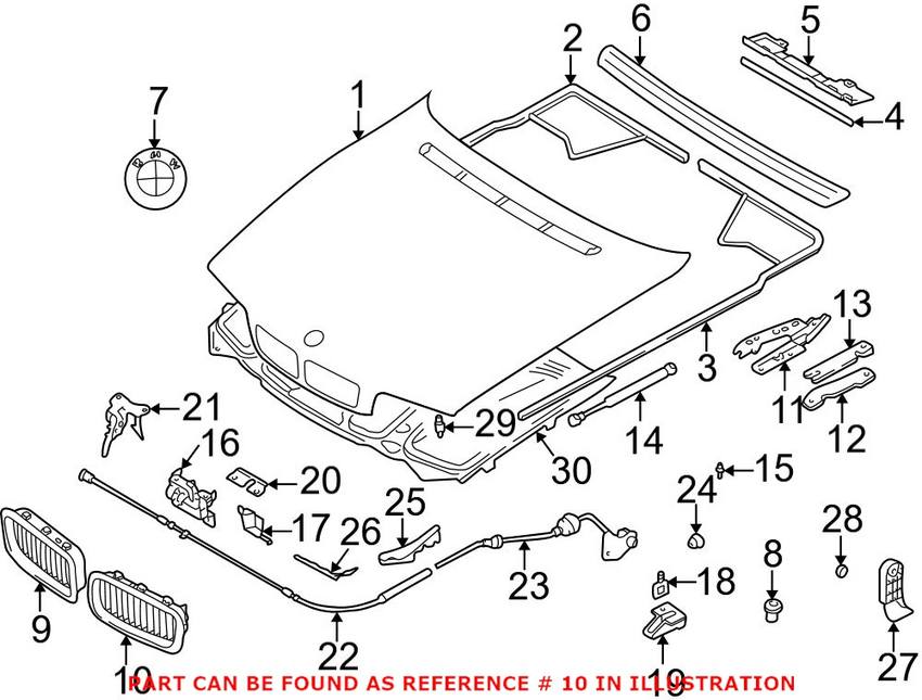 BMW Kidney Grille - Front Driver Side (Black) 51138125811