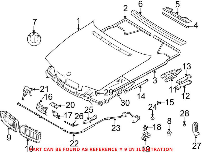 BMW Kidney Grille - Front Passenger Side (Black) 51138125812