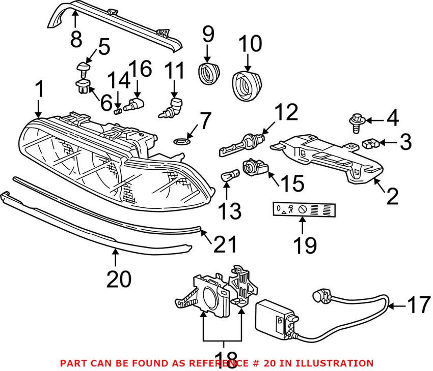 BMW Headlight Trim - Driver Side (Un-painted) 51138168809