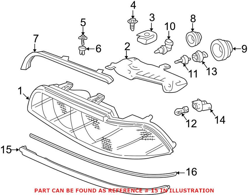 BMW Headlight Trim - Passenger Side (Un-painted) 51138168810