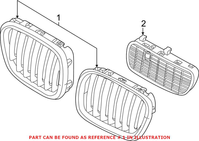 Kidney Grille - Front Driver Side (Black)