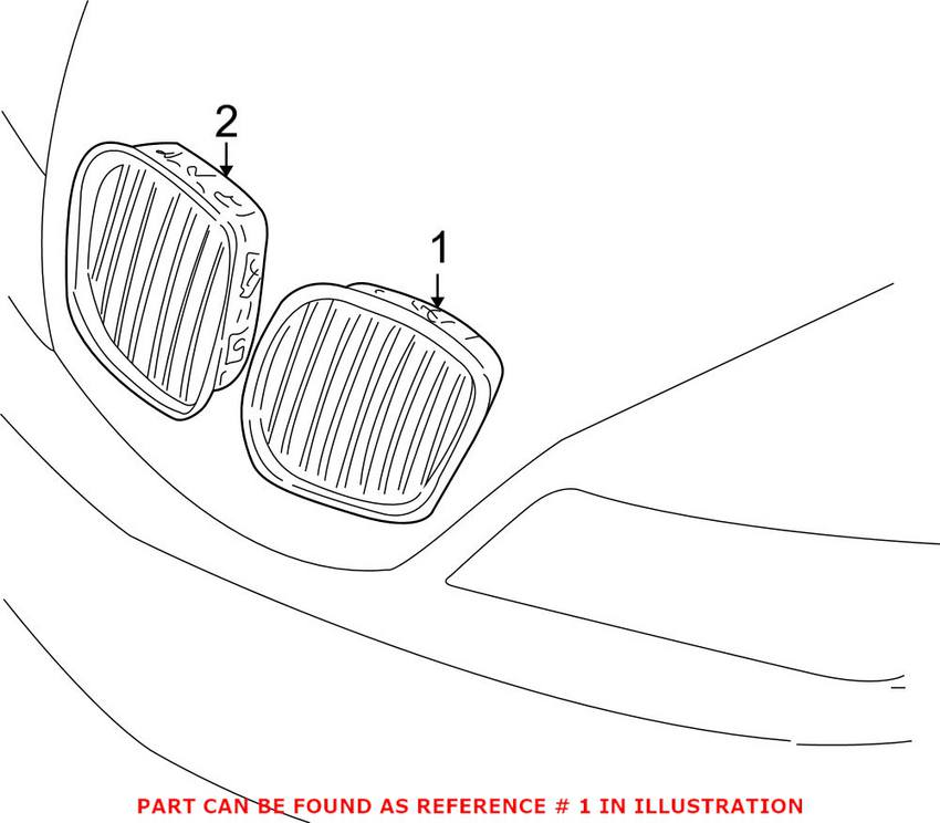 BMW Kidney Grille - Front Passenger Side (Chrome) 51138412950