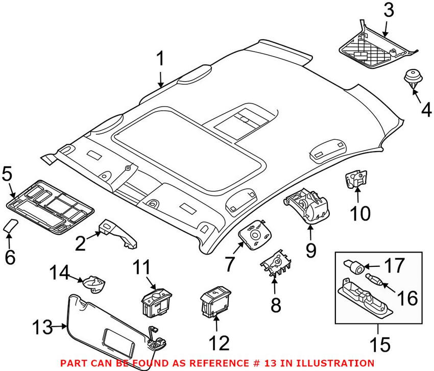 BMW Sun Visor - Passenger Side 51167076704