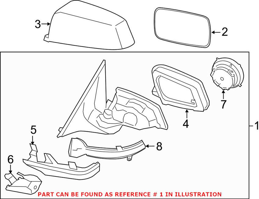 BMW Door Mirror - Front Passenger Side 51167308390