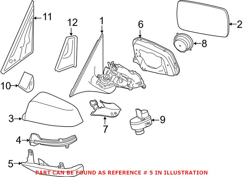 BMW Door Mirror Cover = Front Driver Side Lower 51167308653